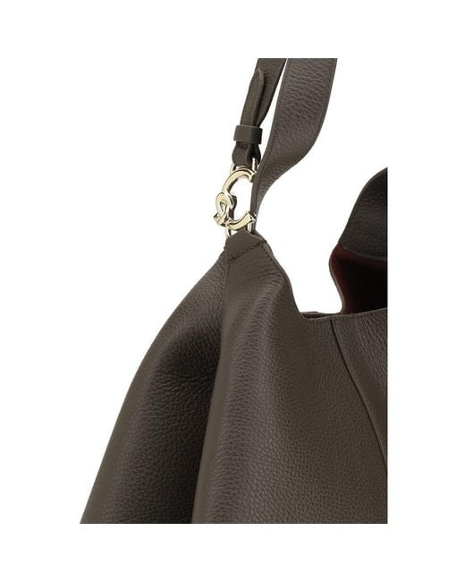 Coccinelle Black Brown Calf Leather Bos Taurus Shoulder Bag