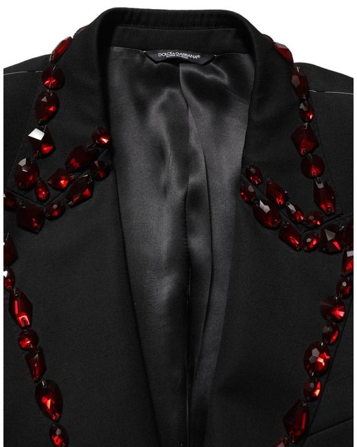 Dolce & Gabbana Black Crystal Embellished 2 Piece Suit for men