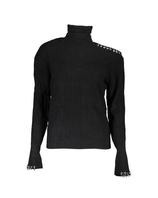 Patrizia Pepe Black Chic Contrast Turtleneck Sweater