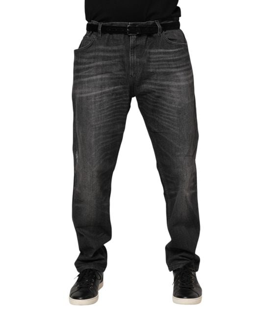 Dolce & Gabbana Black Faded Straight Leg Jeans for men