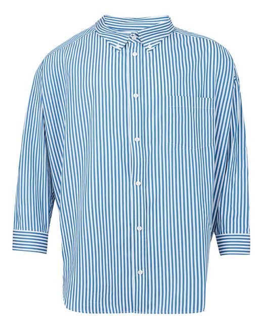 Balenciaga Blue Striped Over Fit Shirt for men