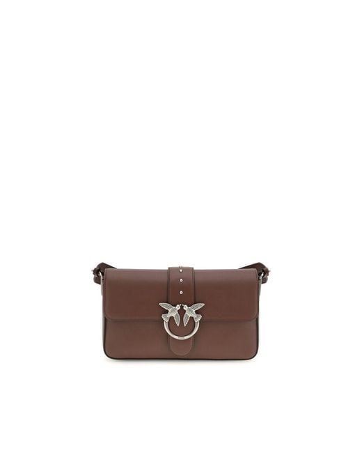 Pinko Brown Leather Shoulder Bag