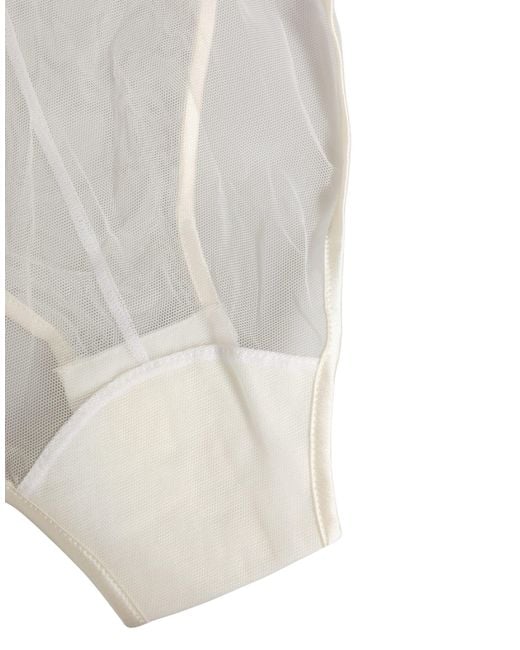 Dolce & Gabbana White Sheer Nylon Bodysuit Halterneck Underwear