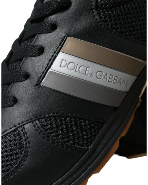 Dolce & Gabbana Black Leather Low Top Sneakers Shoes for men