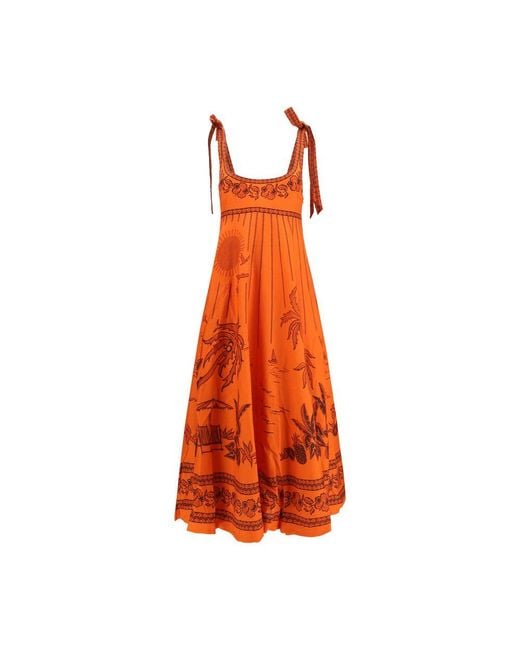 ALÉMAIS Orange Linen Casual Dress
