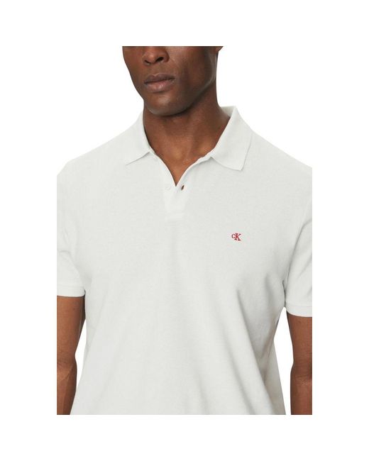 Calvin Klein White Cotton Polo Shirt for men