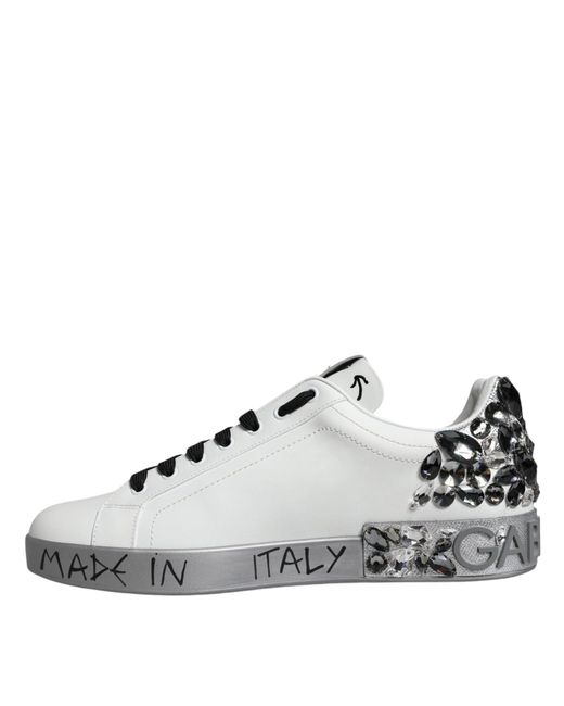 DOLCE & GABBANA オルオハロコシャカトホルトフィノスニカ Dolce & Gabbana Crystal Logo Portofino Sneakers Shoes in