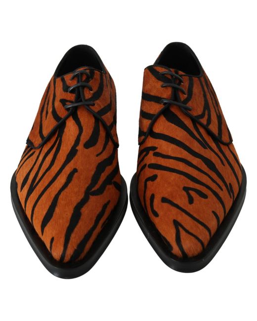 Dolce & Gabbana Brown Pony Hair Formal Dress Broque Shoes