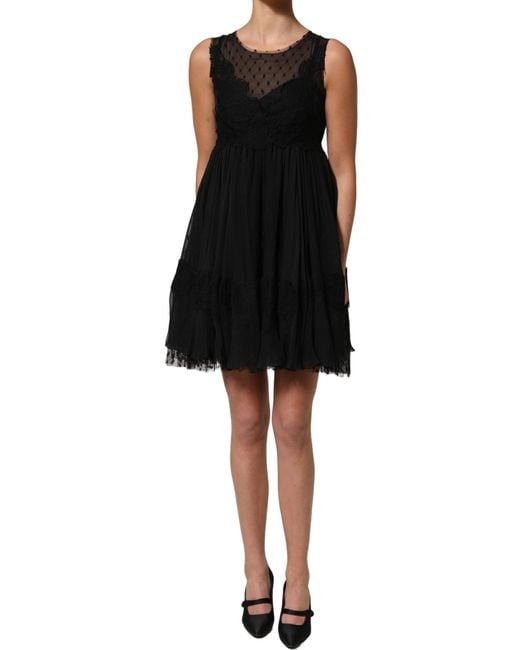 Dolce & Gabbana Black Lace Trim Sleeveless A