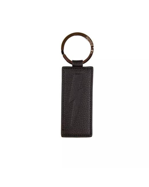 Neil Barrett Black Leather Keychain for men