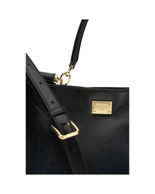 Dolce & Gabbana Black Calf Leather Bos Taurus Shoulder Bag