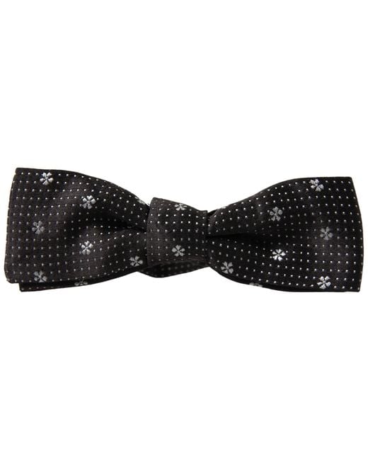 Dolce & Gabbana Black Patterned Silk Adjustableneck Papillon Bow Tie for men