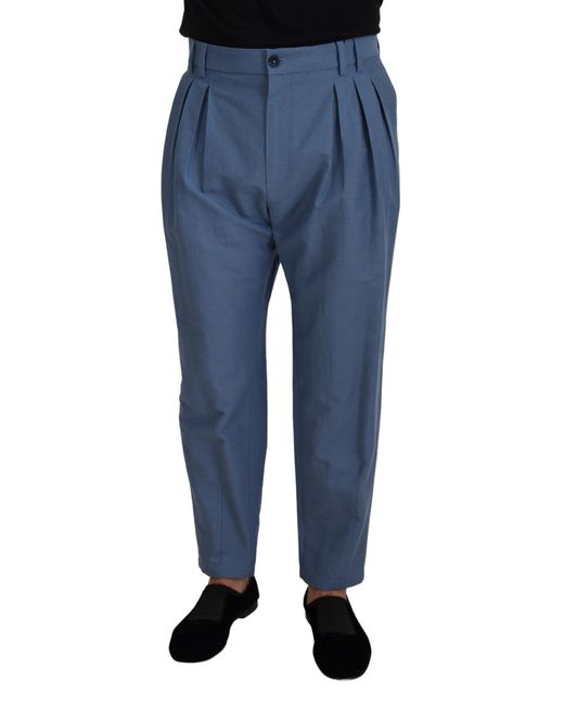 Dolce & Gabbana Blue Pleated Trousers Pt01 for men