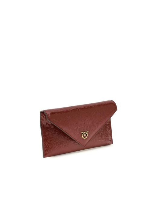 Pinko Red Bordeaux Calf Leather Bos Taurus Clutch Bag