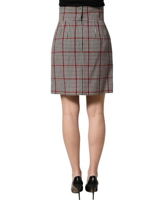 Dolce & Gabbana Black Gray Checkered High Waist A