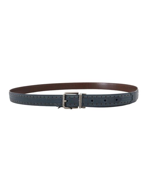 Dolce & Gabbana Black Perforated Leather Buckle Belt for men