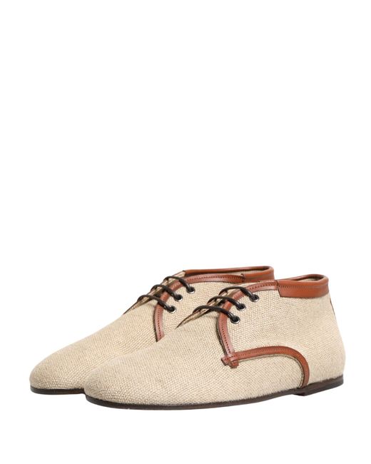Dolce & Gabbana Brown Beige Canvas Lace for men