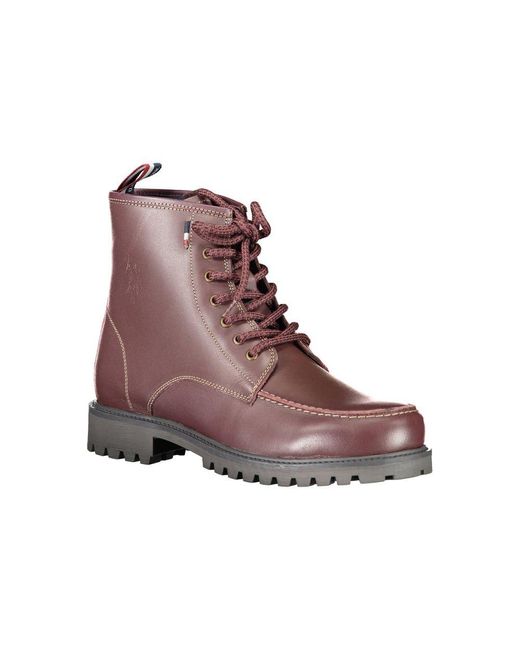 U.S. POLO ASSN. Brown Red Leather Boot for men