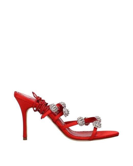 Manolo Blahnik Red Satin Sandals/Bright