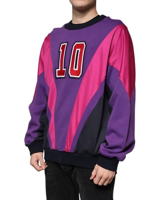 Dolce & Gabbana Pink Multicolor Crew Neck Men Sweatshirt Sweater for men