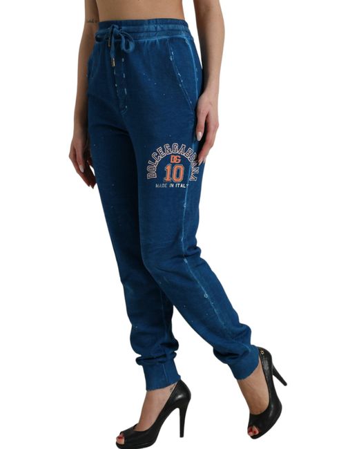 Dolce & Gabbana Blue Logo Cotton Jogger Sweatpants Pants