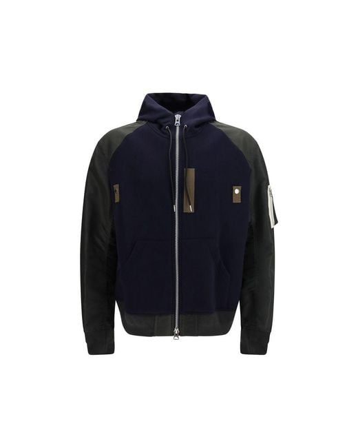 Sacai Blue Multicolor Cotton Sweatshirt for men