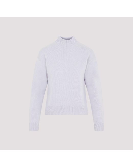 Theory Purple Lilac Wool And Cashmere Half Zip Sweater