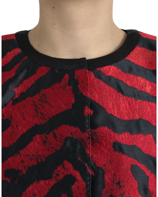 Dolce & Gabbana Red Elegant Animal Print Coat Jacket