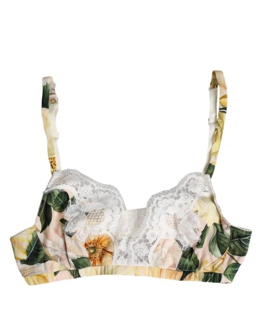 Dolce & Gabbana Metallic Multicolor Floral Print Non Wire Bra Underwear