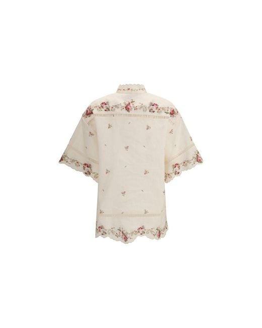 Zimmermann Natural Beige Linen Pattern Shirt