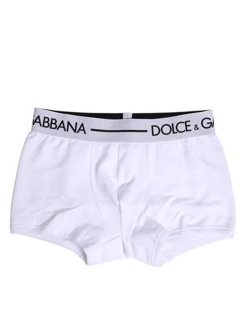 Dolce & Gabbana White Cotton Stretch Regular Boxer Underwear for men