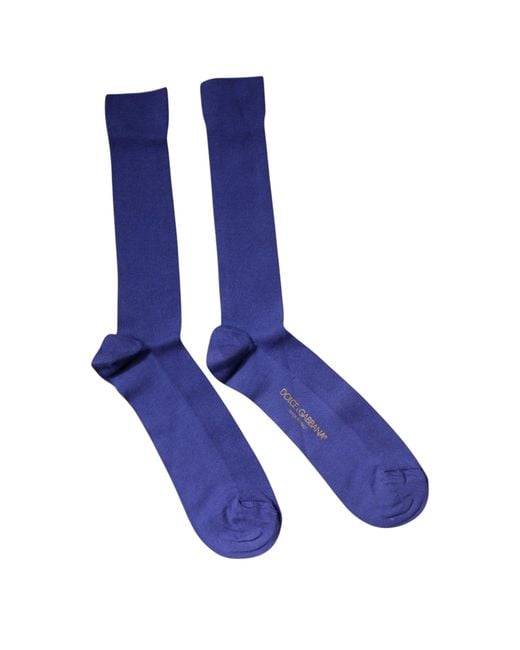 Dolce & Gabbana Purple Cotton Logo Over The Calf Socks for men