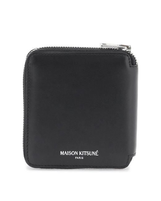 Maison Kitsuné Black Fox Head Zip-Around Wallet Portfolio for men