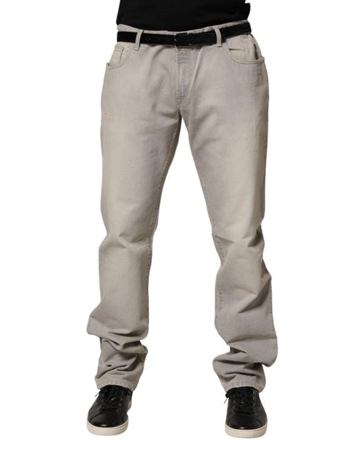 Dolce & Gabbana Gray Light Cotton Straight Denim Trouser Jeans for men