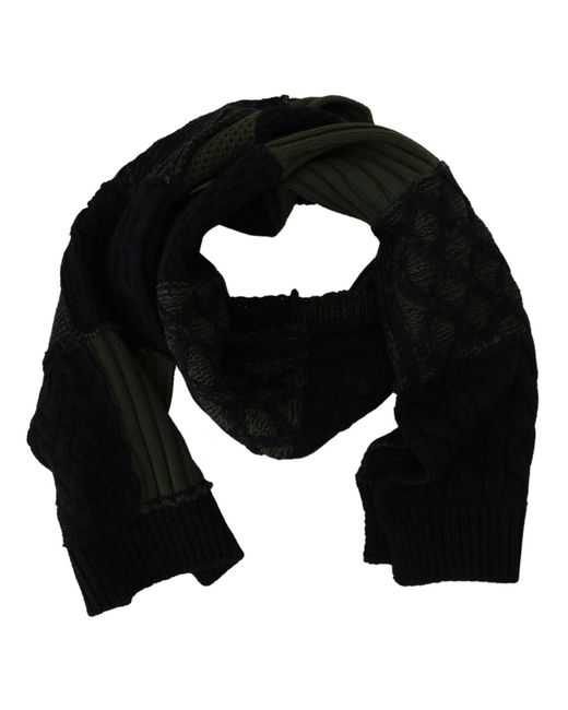 Dolce & Gabbana Black Elegant Wool Scarf for men