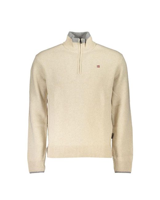 Napapijri Natural Chic Half-Zip Sweater With Contrast Embroidery for men