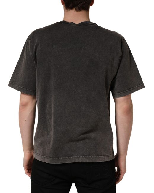 Dolce & Gabbana Black Gray Logo Embellished Men Crew Neck T for men