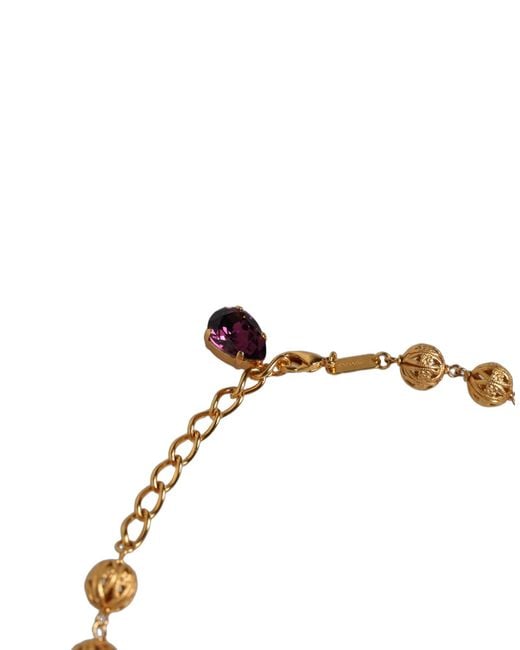 Dolce & Gabbana Multicolor Gold Brass Mix Fiori Flowers Crystal Chain Necklace