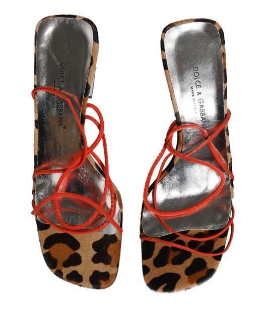 Dolce & Gabbana Pink Multicolor Leather Block Heels Sandals Shoes