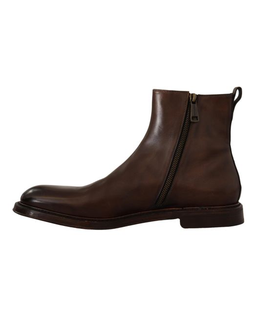 Dolce & Gabbana Black Brown Leather Chelsea Boots for men