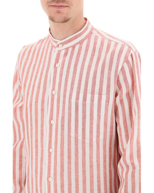 Agnona Pink Striped Linen Shirt for men