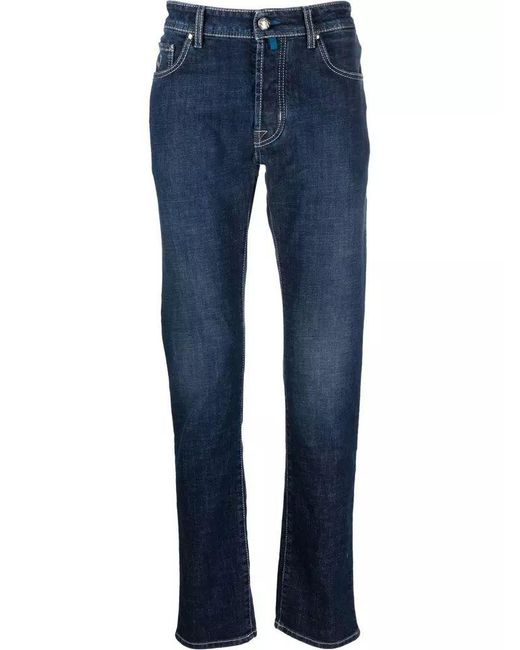 Jacob Cohen Blue Exclusive Indigo Straight Leg Jeans With Bandana Detail for men