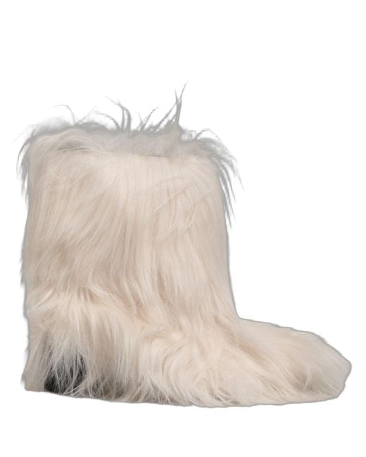 Dolce & Gabbana Natural White Faux Fur Mid Calf Men Boots Shoes for men