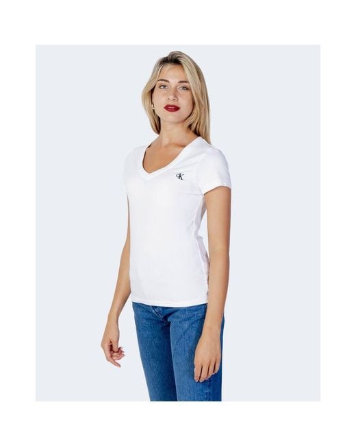 Calvin Klein White Cotton Tops T Lyst UK