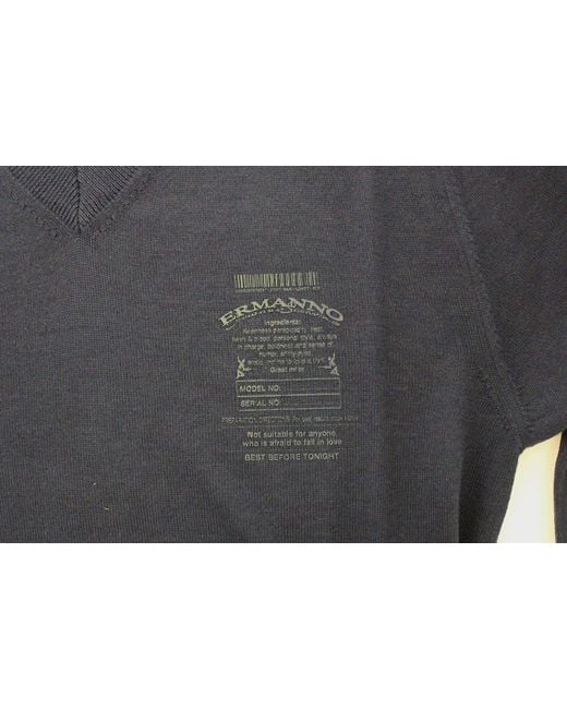 Ermanno Scervino Blue Elegant V-Neck Wool Blend Pullover for men