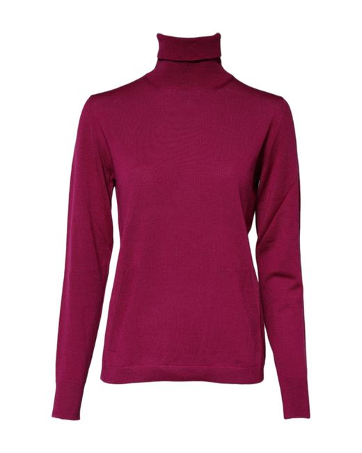 Dolce & Gabbana Purple Fuchsia Wool Long Sleeves Turtleneck Sweater