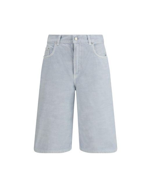 Haikure Blue Cotton Bermuda Shorts