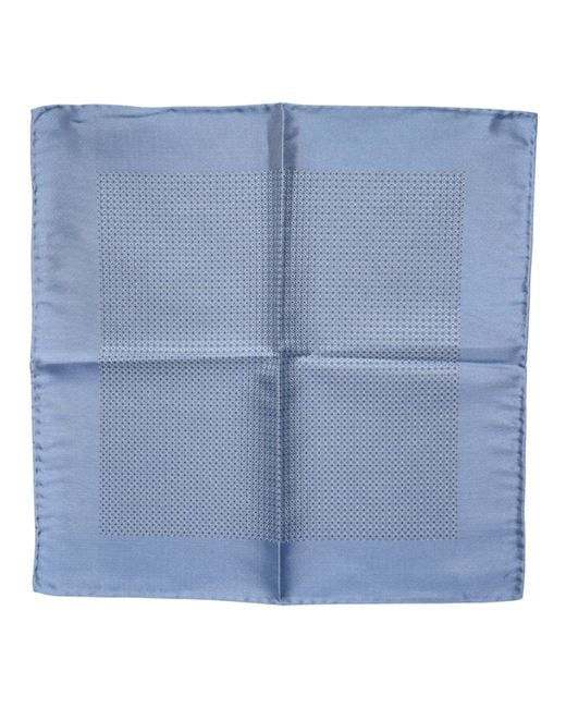 Dolce & Gabbana Blue Silk Square Foulard Scarf for men