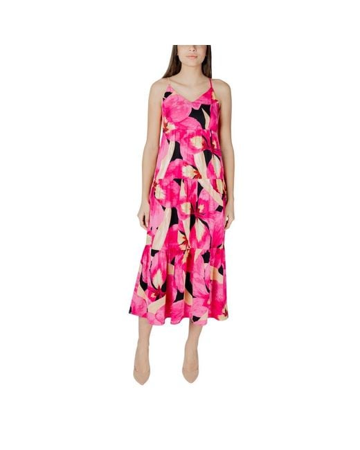 ONLY Pink Multicolor Viscose Long Dress