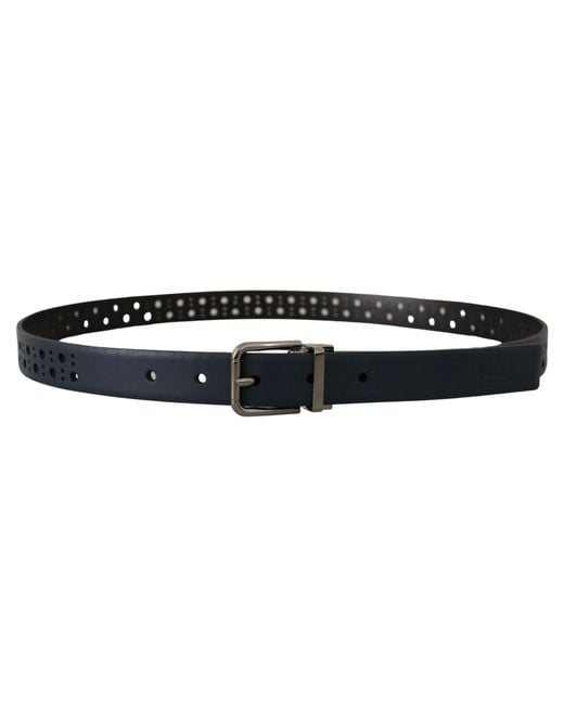 Dolce & Gabbana Black Perforated Leather Belt for men
